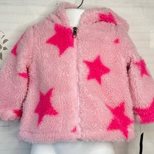 Steve Madden Baby Girls Pink Stars Shearling Winter Jacket Coat Sz. 12 Months